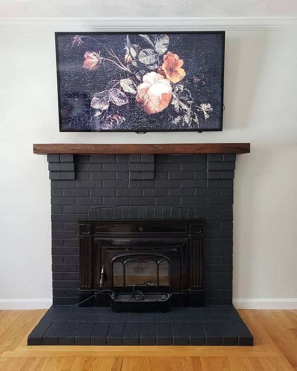 before and after painted electric fireplace