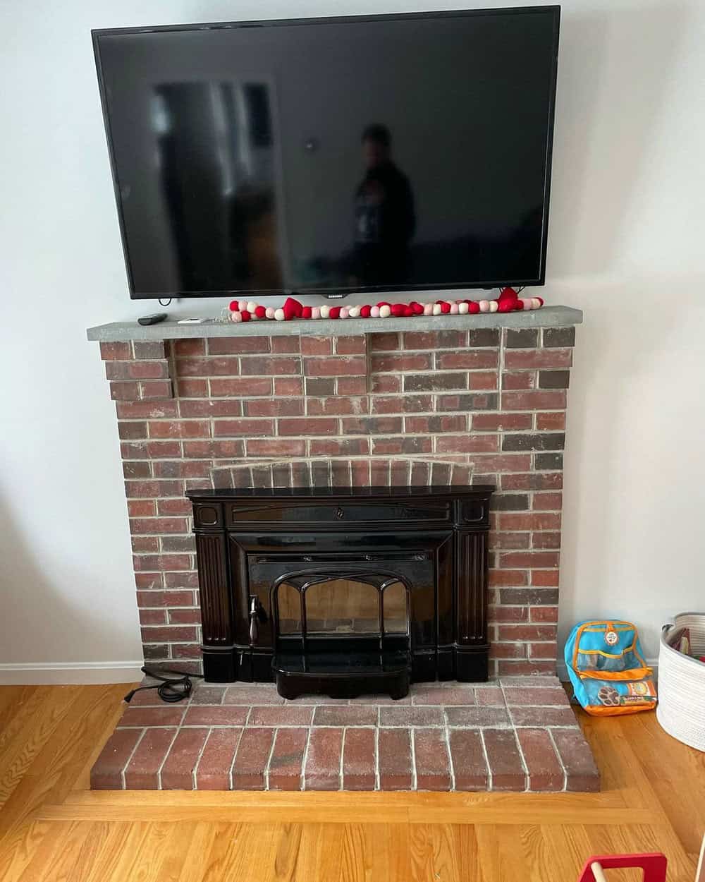 before and after painted electric fireplace