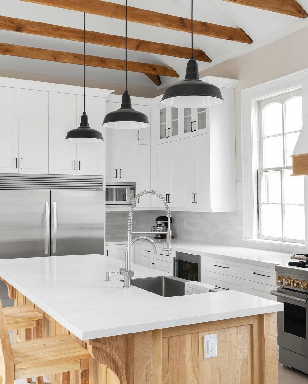 Introducing Wooden Architecture in a White Kitchen