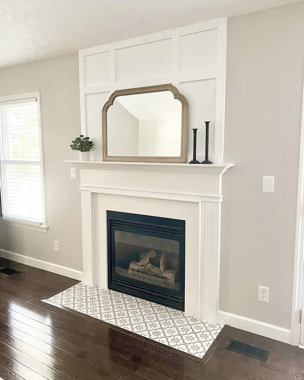 board and batten above fireplace