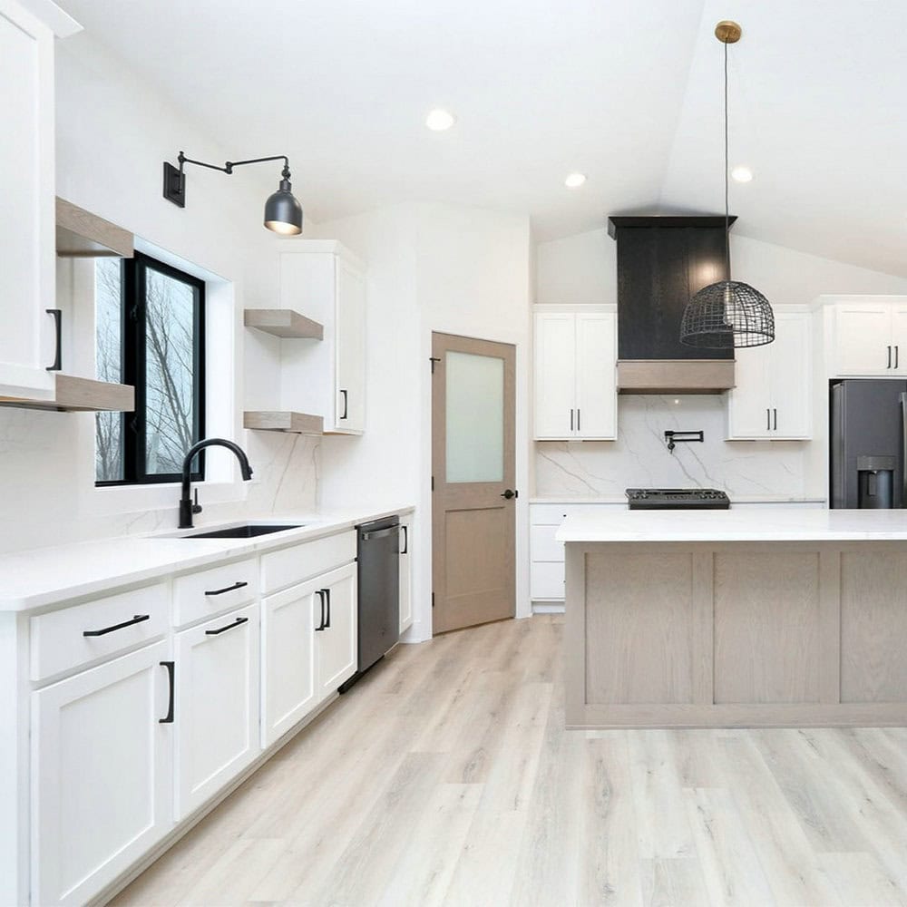 kitchens with quartz countertops and backsplash