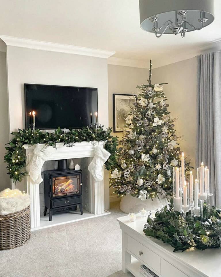 fireplace design ideas with tv above feature