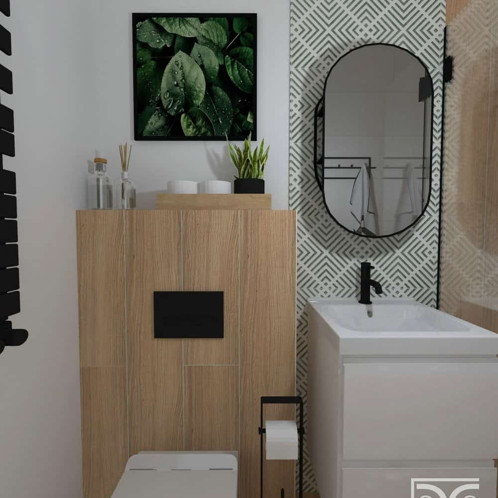 accent wall small bathroom