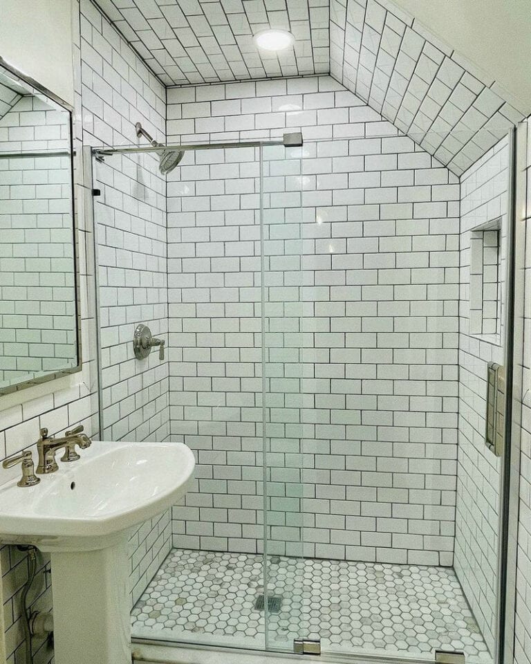 shower pan or tile floor feature