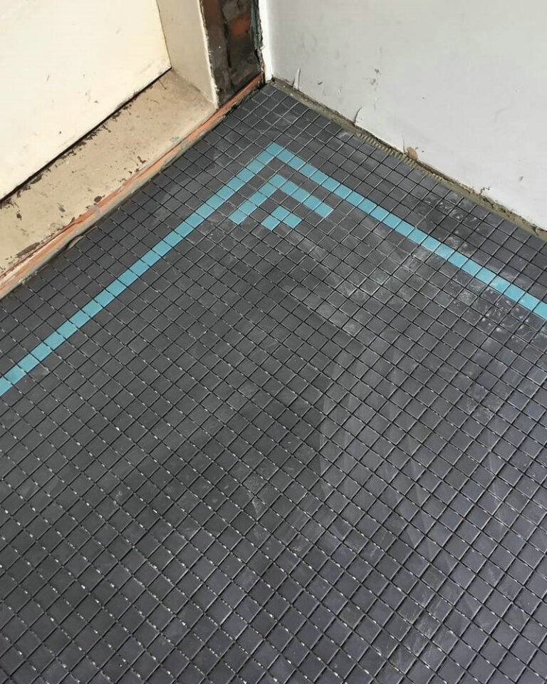 black mosaic tile for shower floor feature