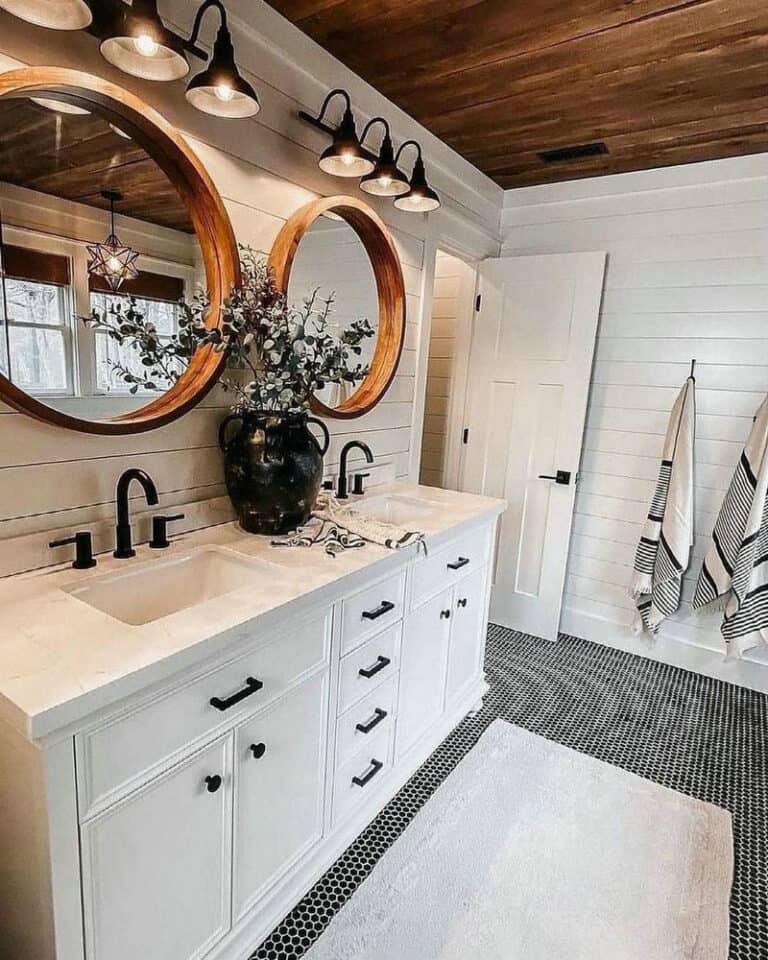 modern farmhouse bathroom tile ideas feature