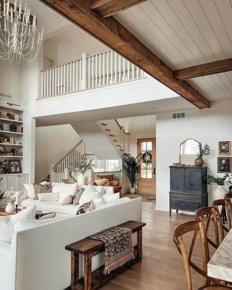 high ceiling entryway decor feature