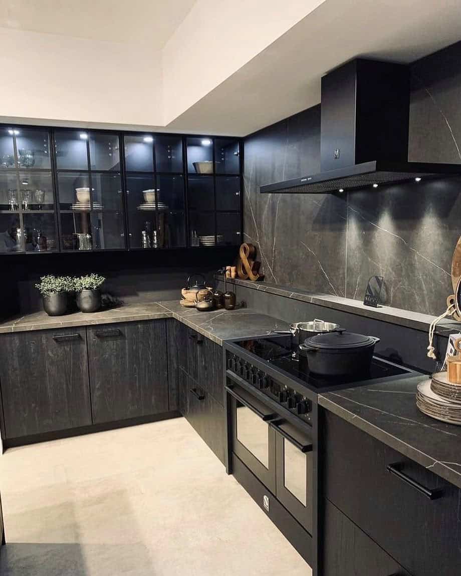 light backsplash with dark countertop