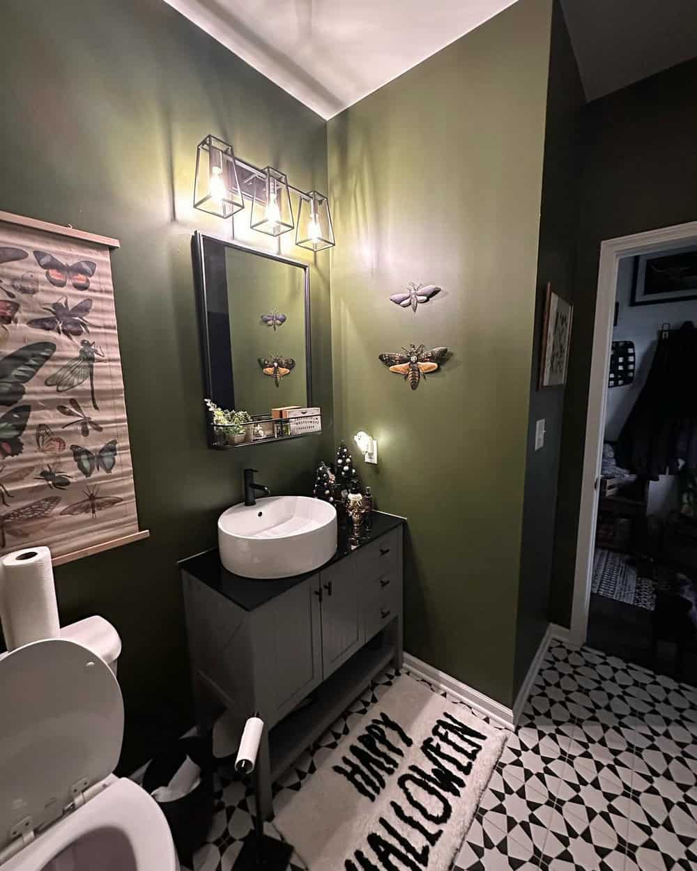 luxury black powder room