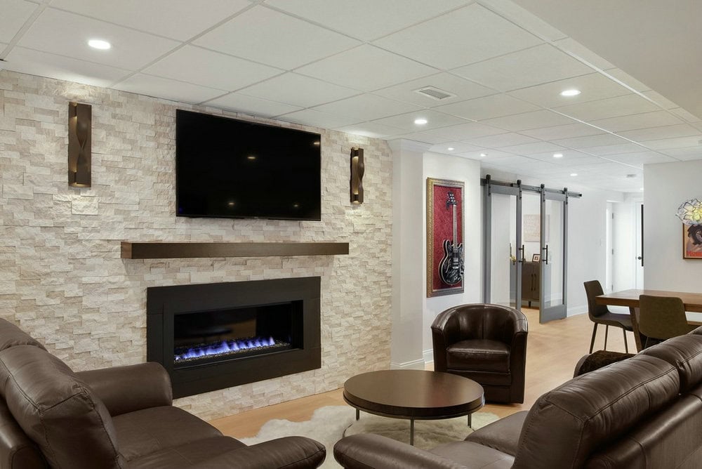 modern basement fireplace ideas