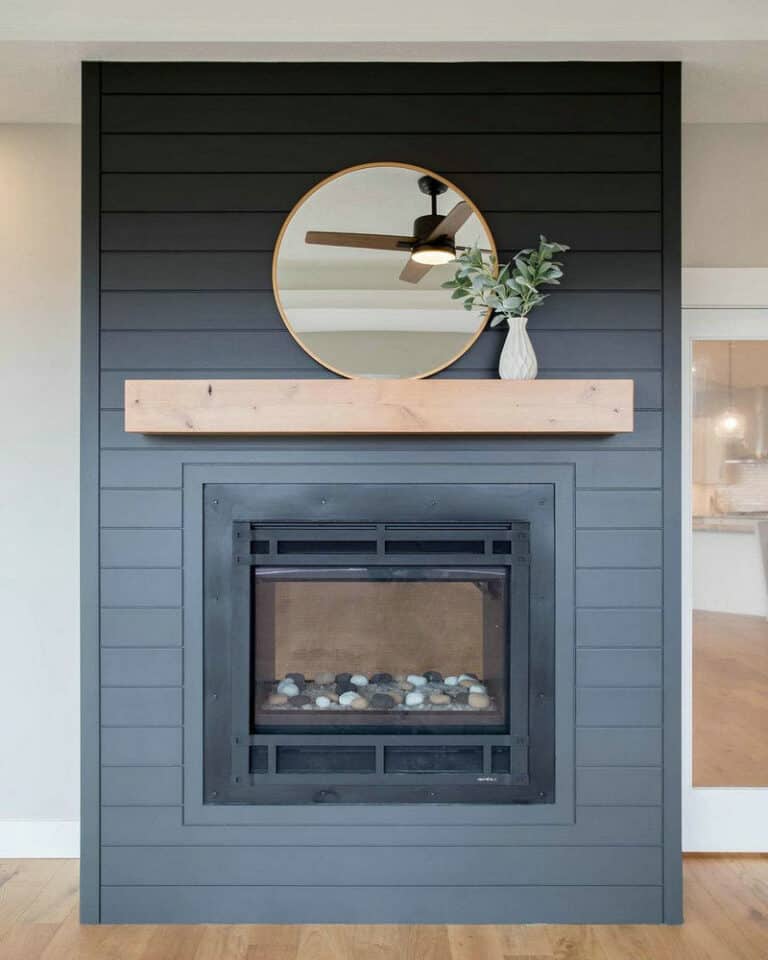 board and batten with fireplace feature