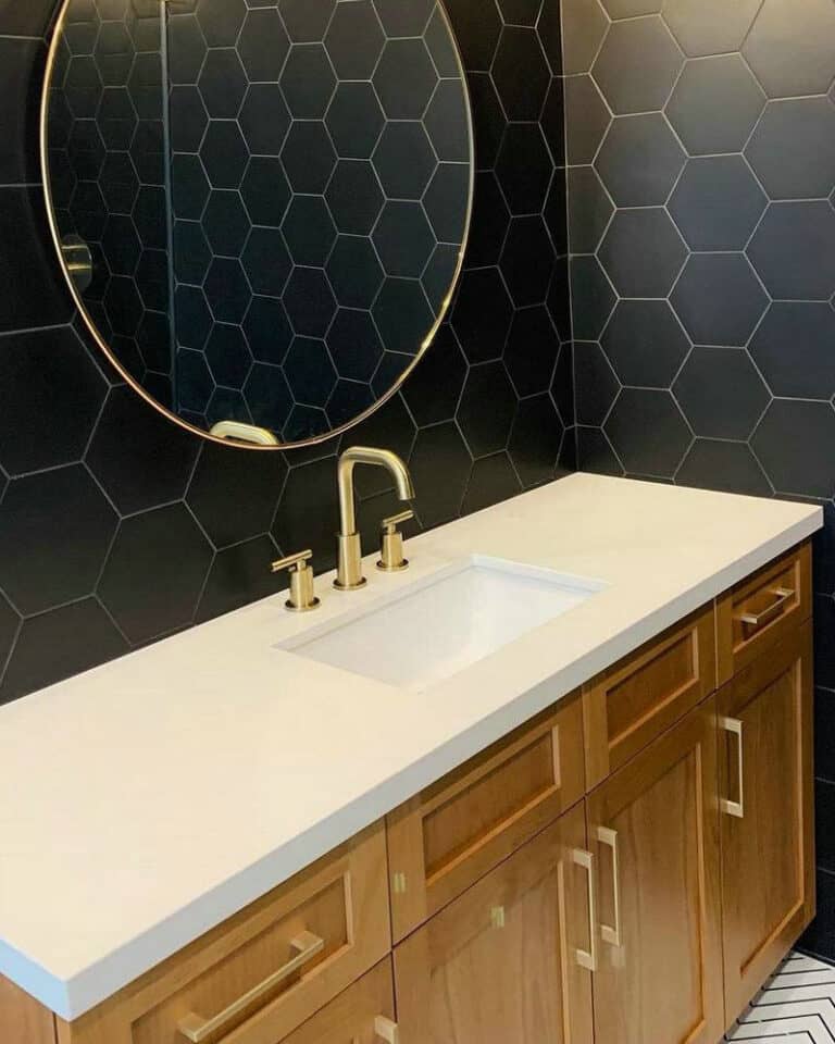 black tile bathroom floor pros and cons feature