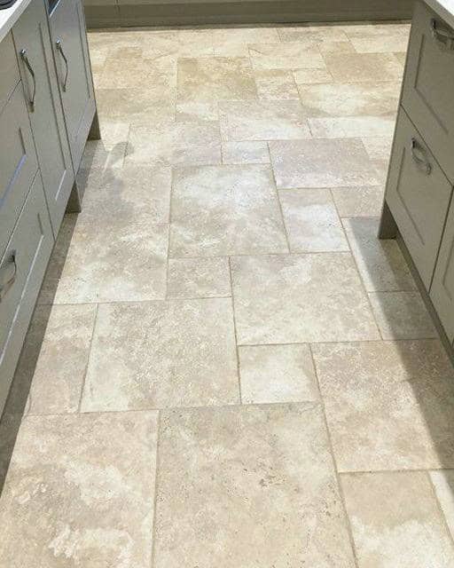 beige tile with dark grout feature