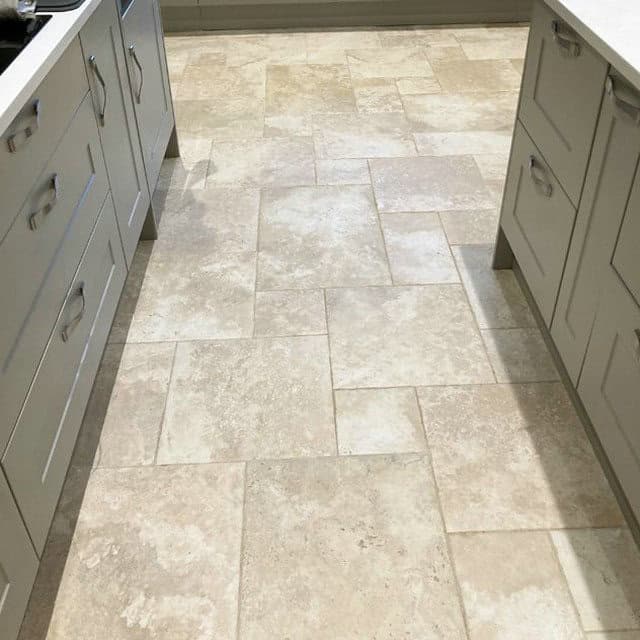 beige tile with dark grout