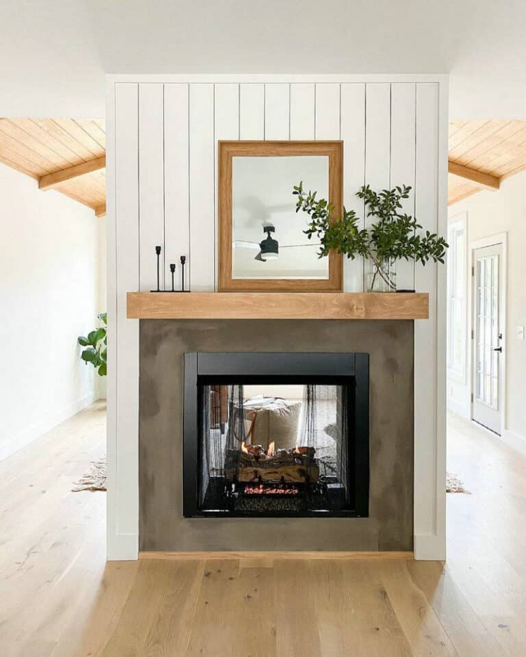 fireplace with board and batten feature