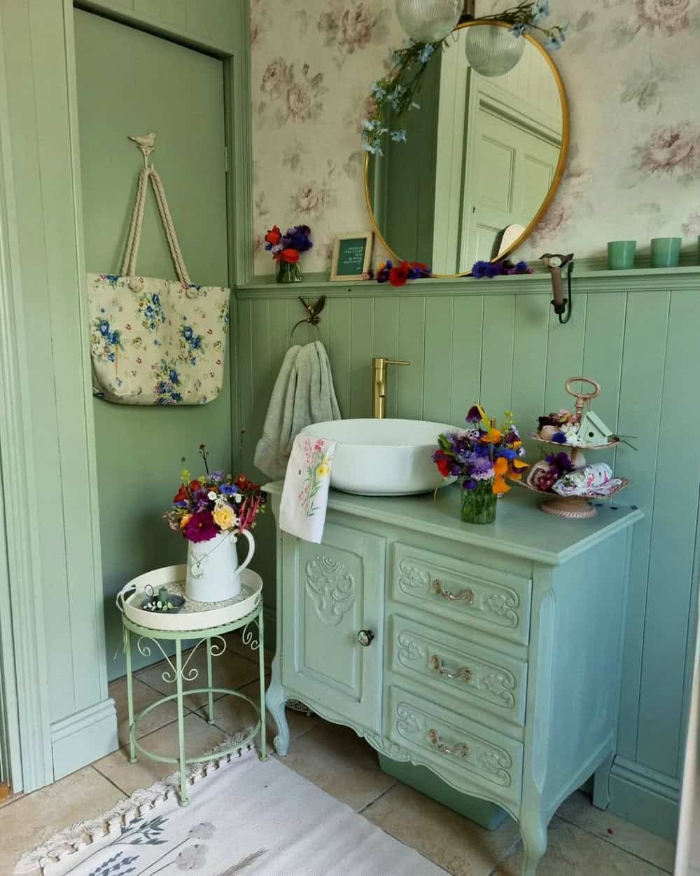 green shiplap bathroom