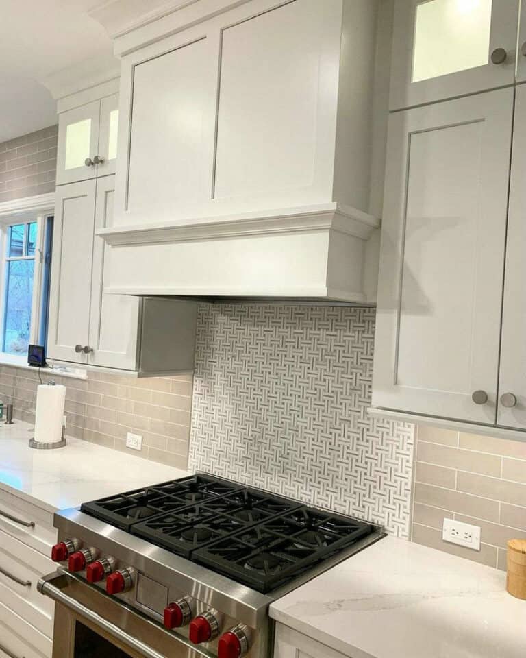 basket weave subway tile pattern feature