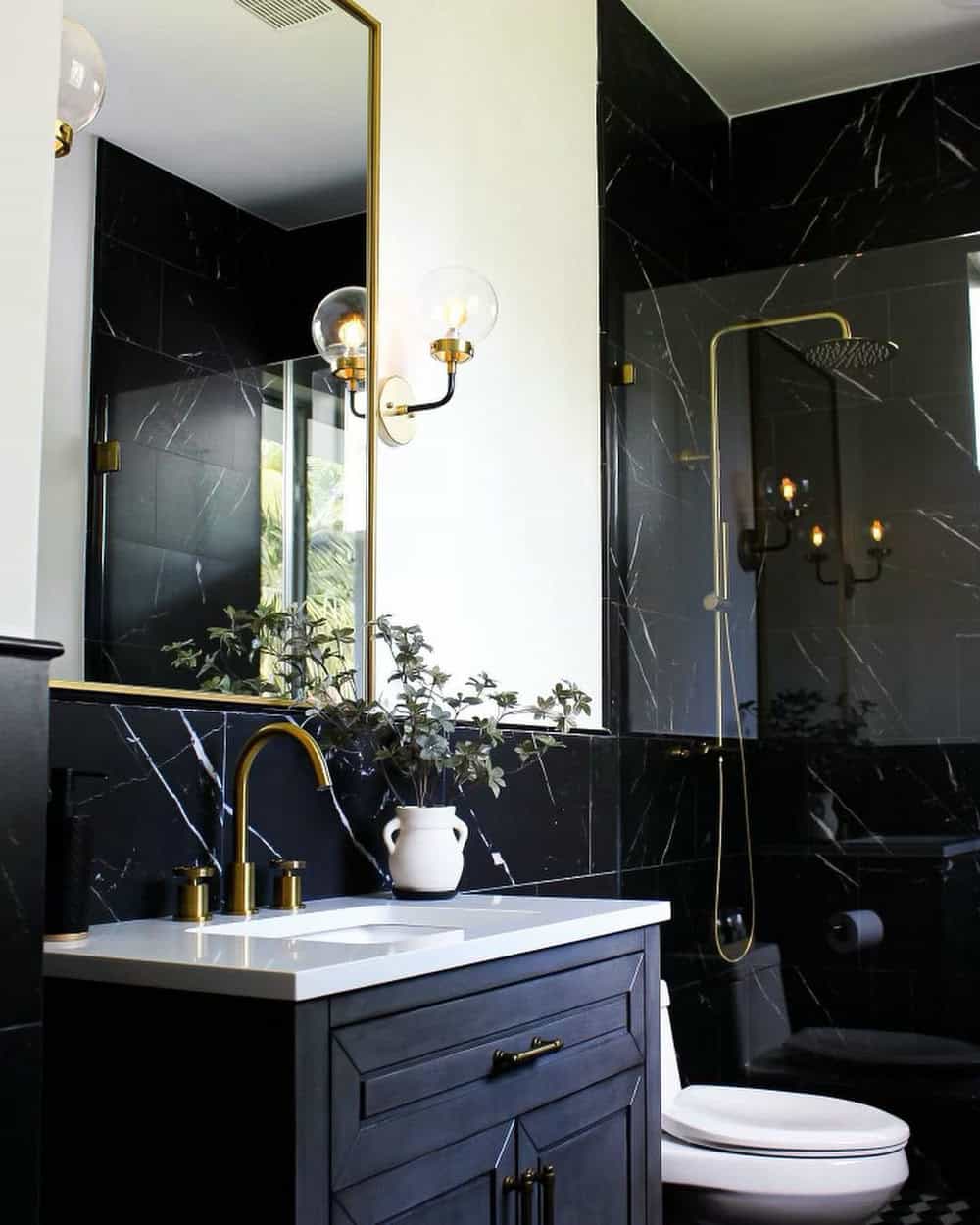 bathroom ideas with black tile