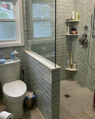 herringbone pattern vs subway tile feature