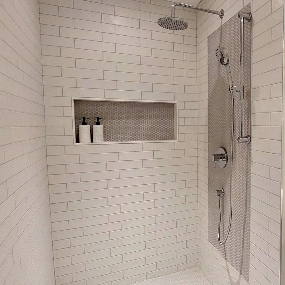 staggered tile shower