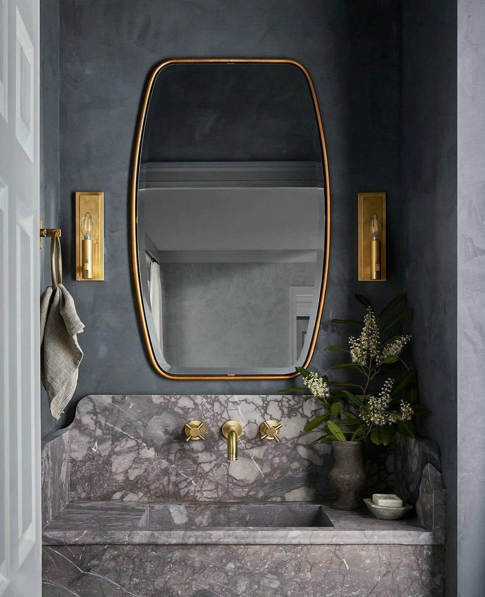 dark grey powder room