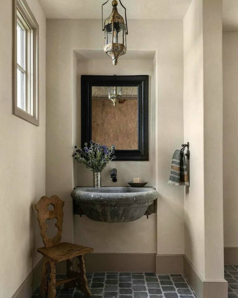 small farmhouse powder room ideas feature