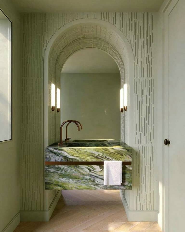 organic modern powder room feature