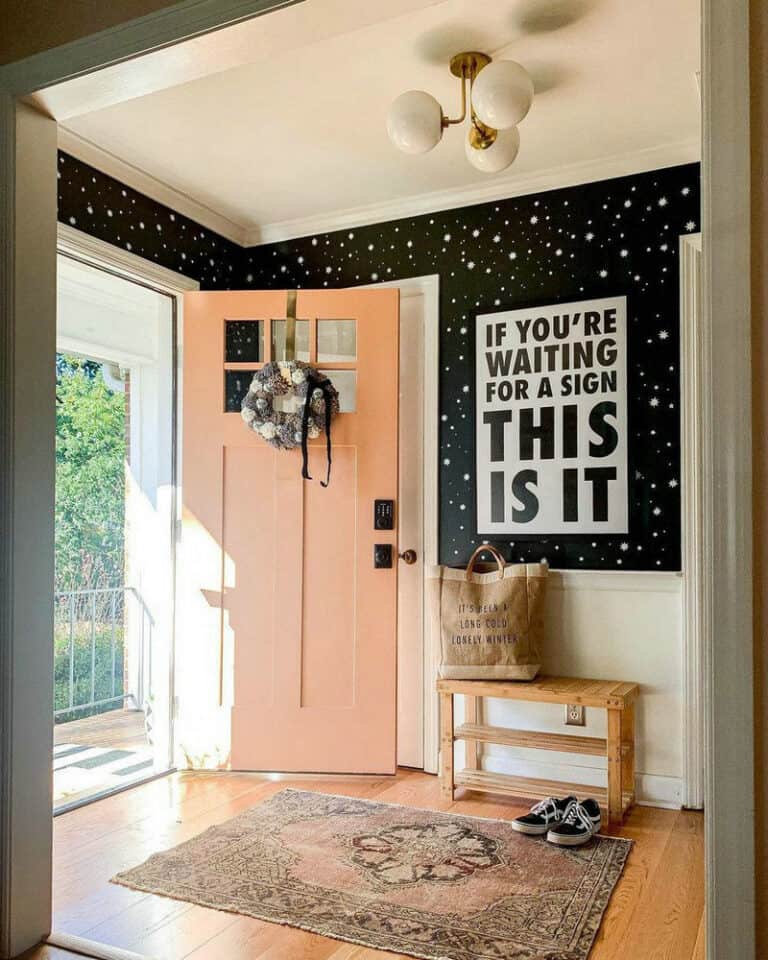 tile entryway with wood floor feature