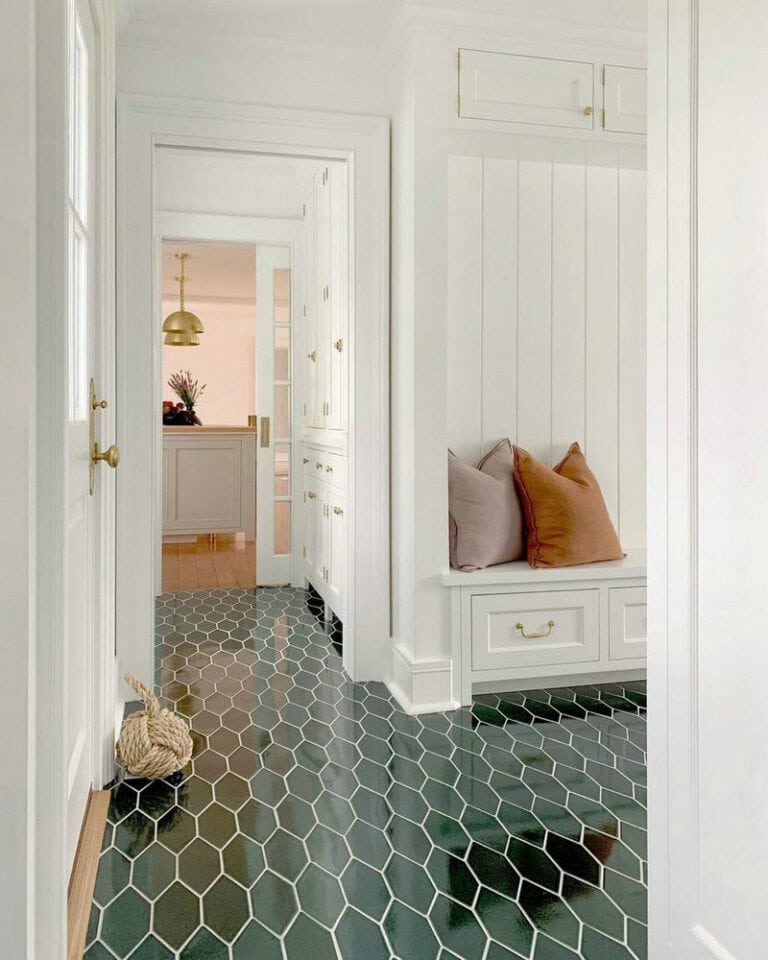 tile entryway to wood floor feature