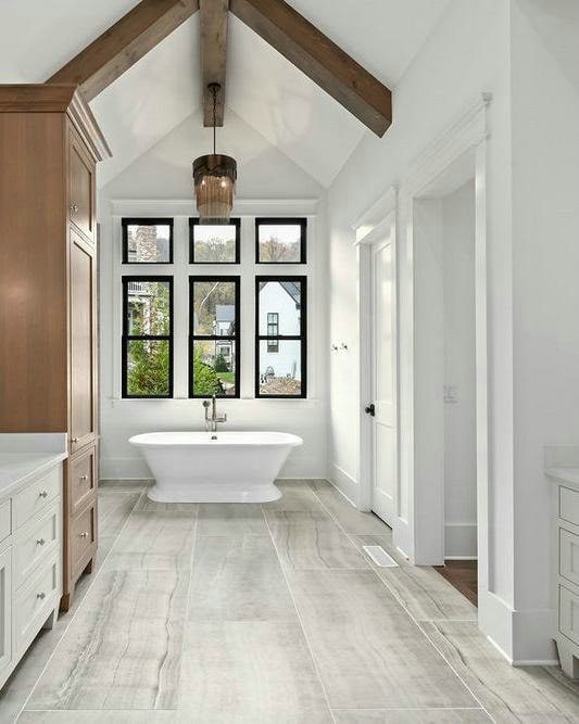 bathroom with tall ceilings feature