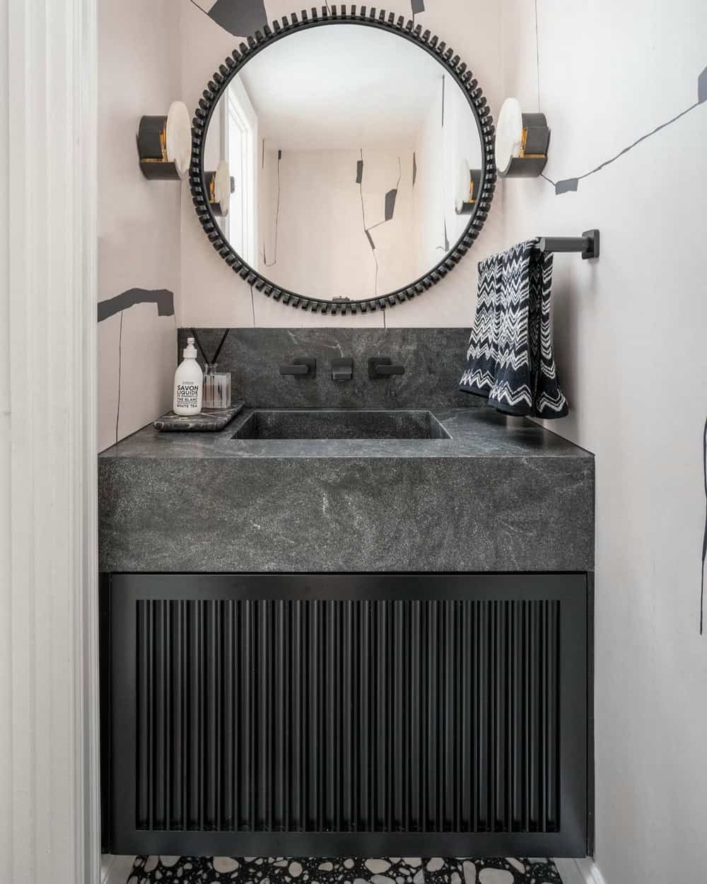 dark powder room