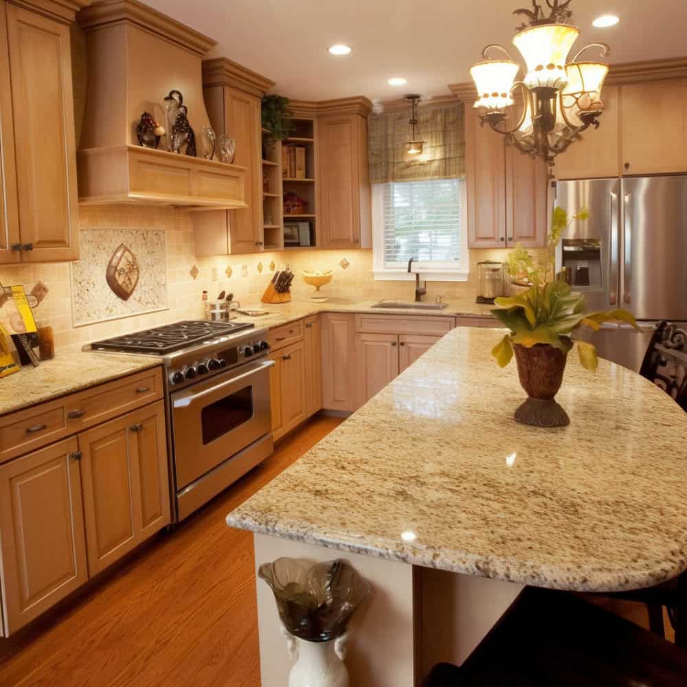 santa cecilia granite backsplash