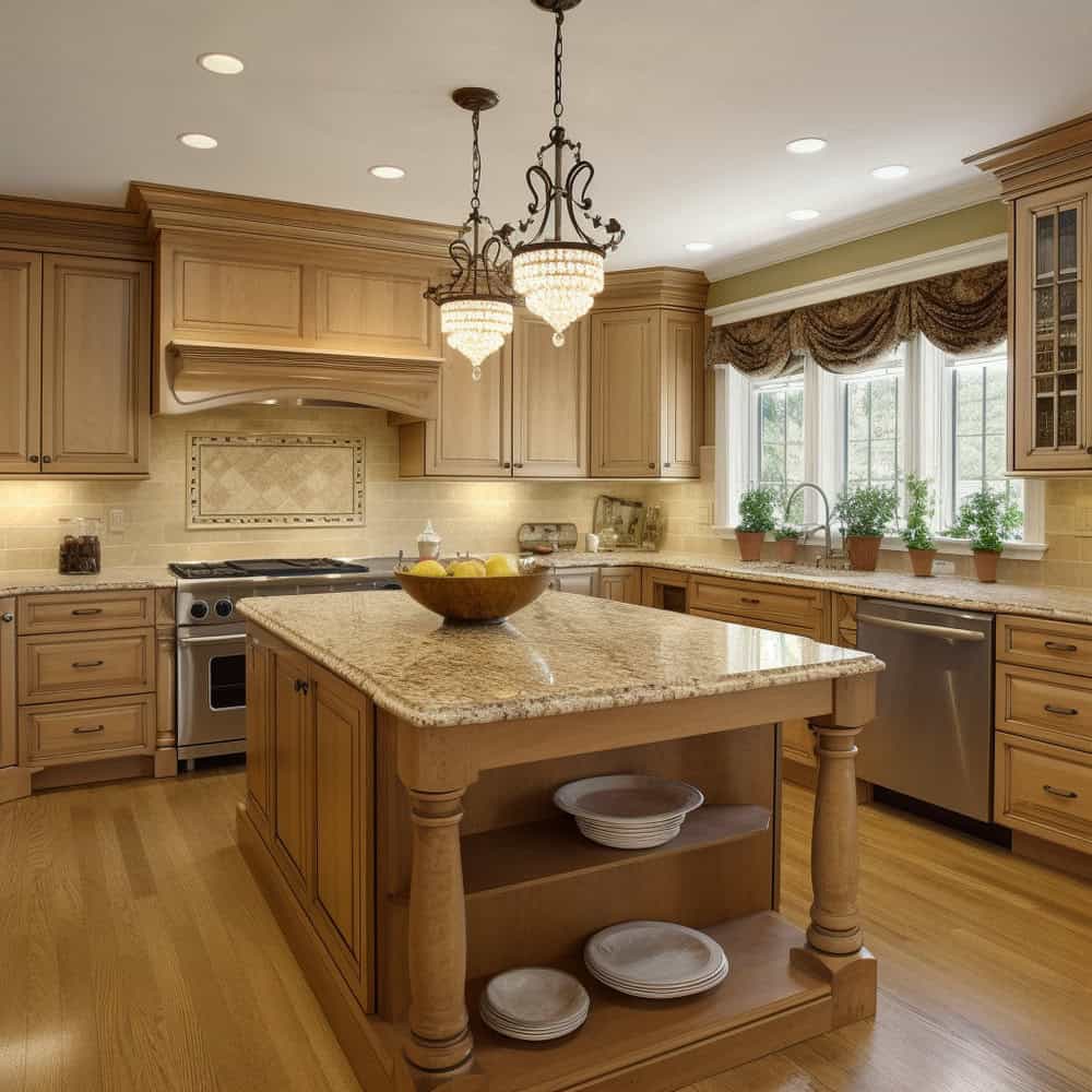 santa cecilia granite with white cabinets