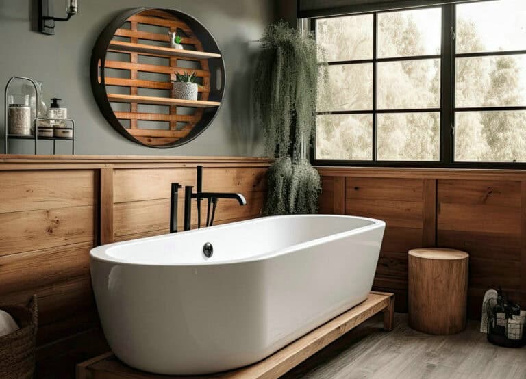 grey modern farmhouse bathroom