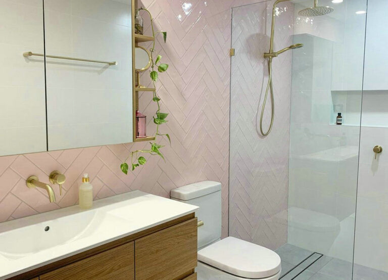 herringbone tile in shower