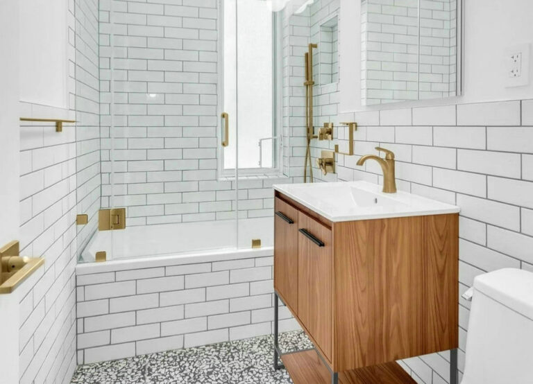 white subway tile shower ideas