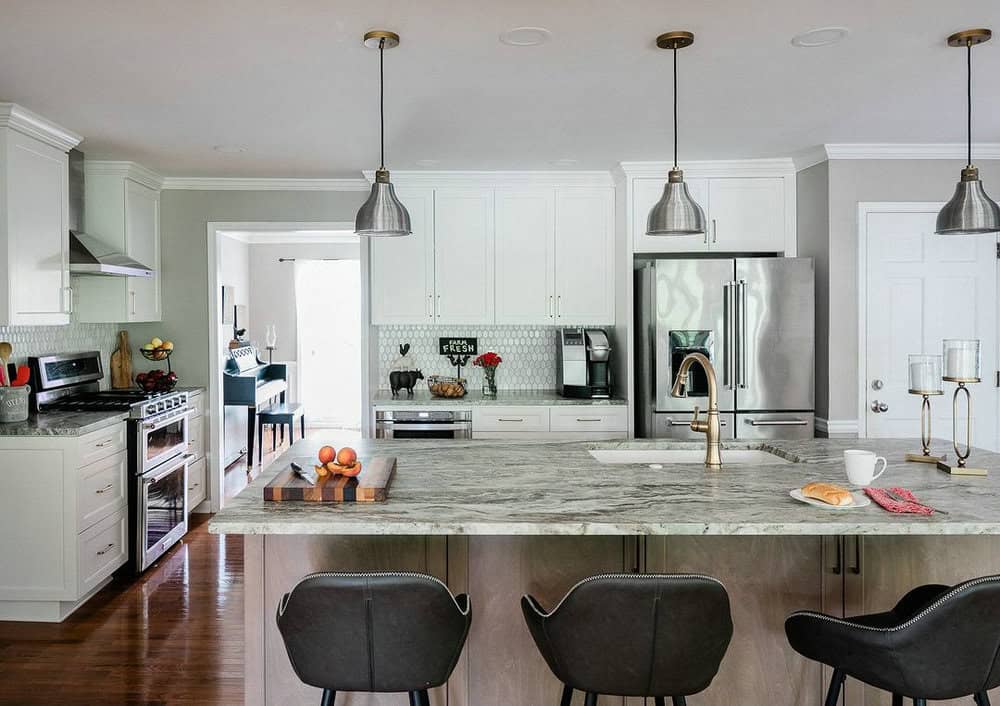 brown granite countertops with backsplash