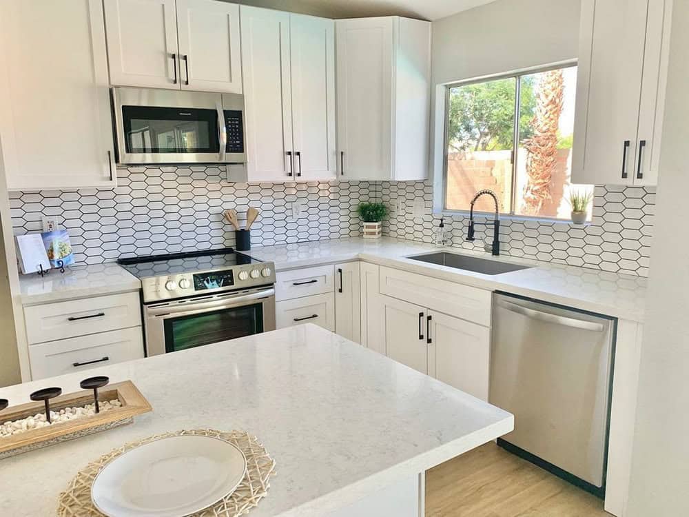 white countertop with white backsplash