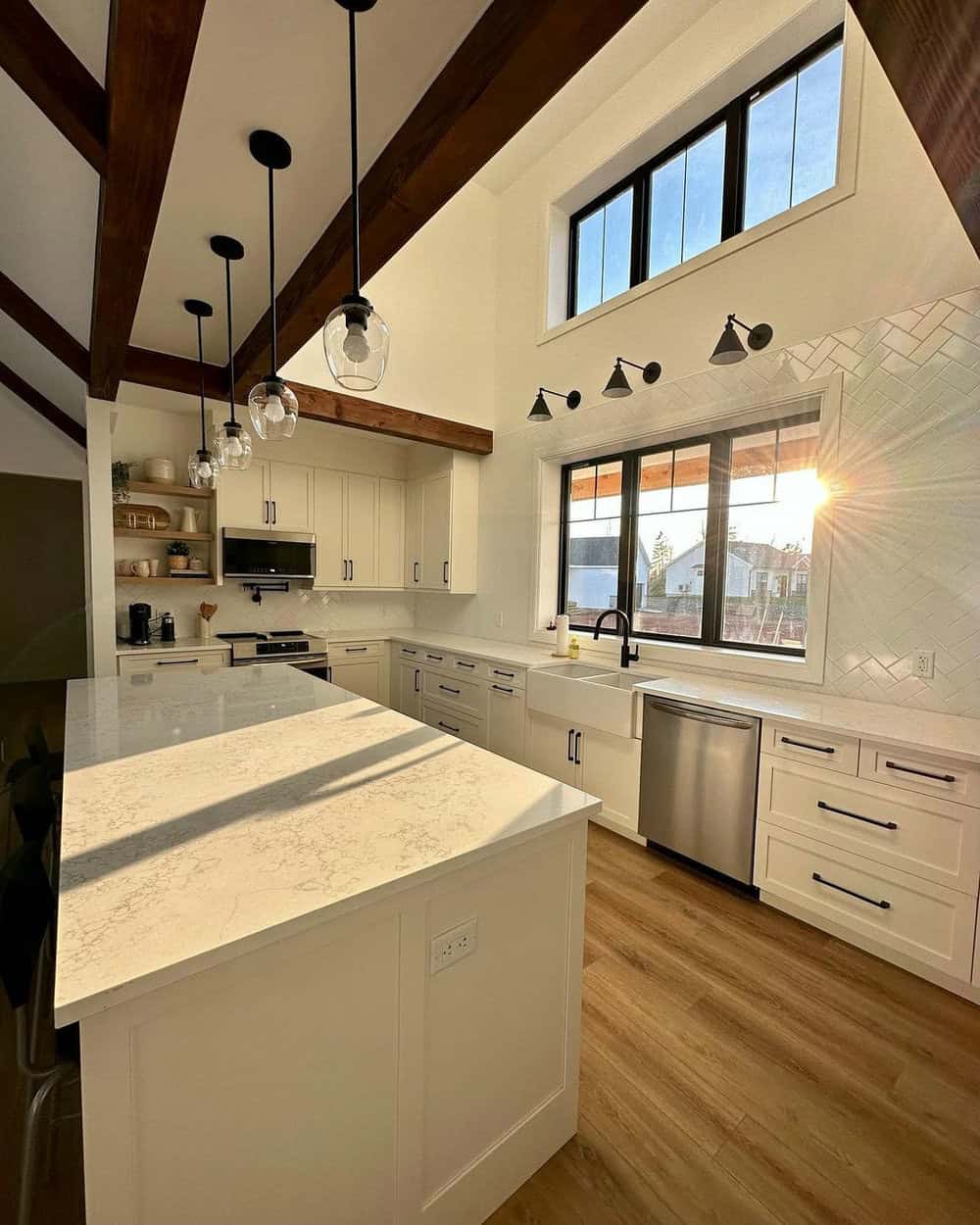 kitchen with white cabinets