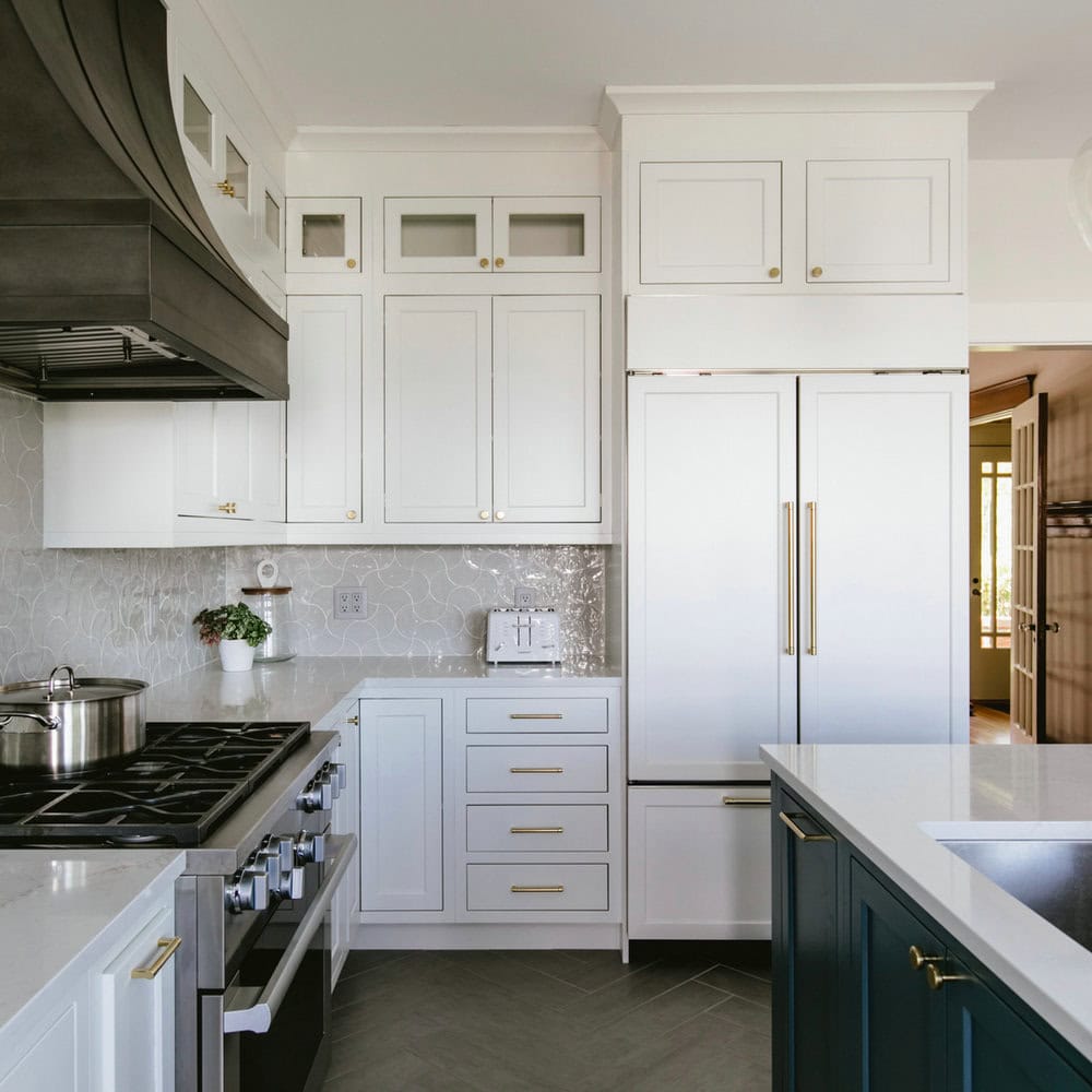 kitchen with white cabinets