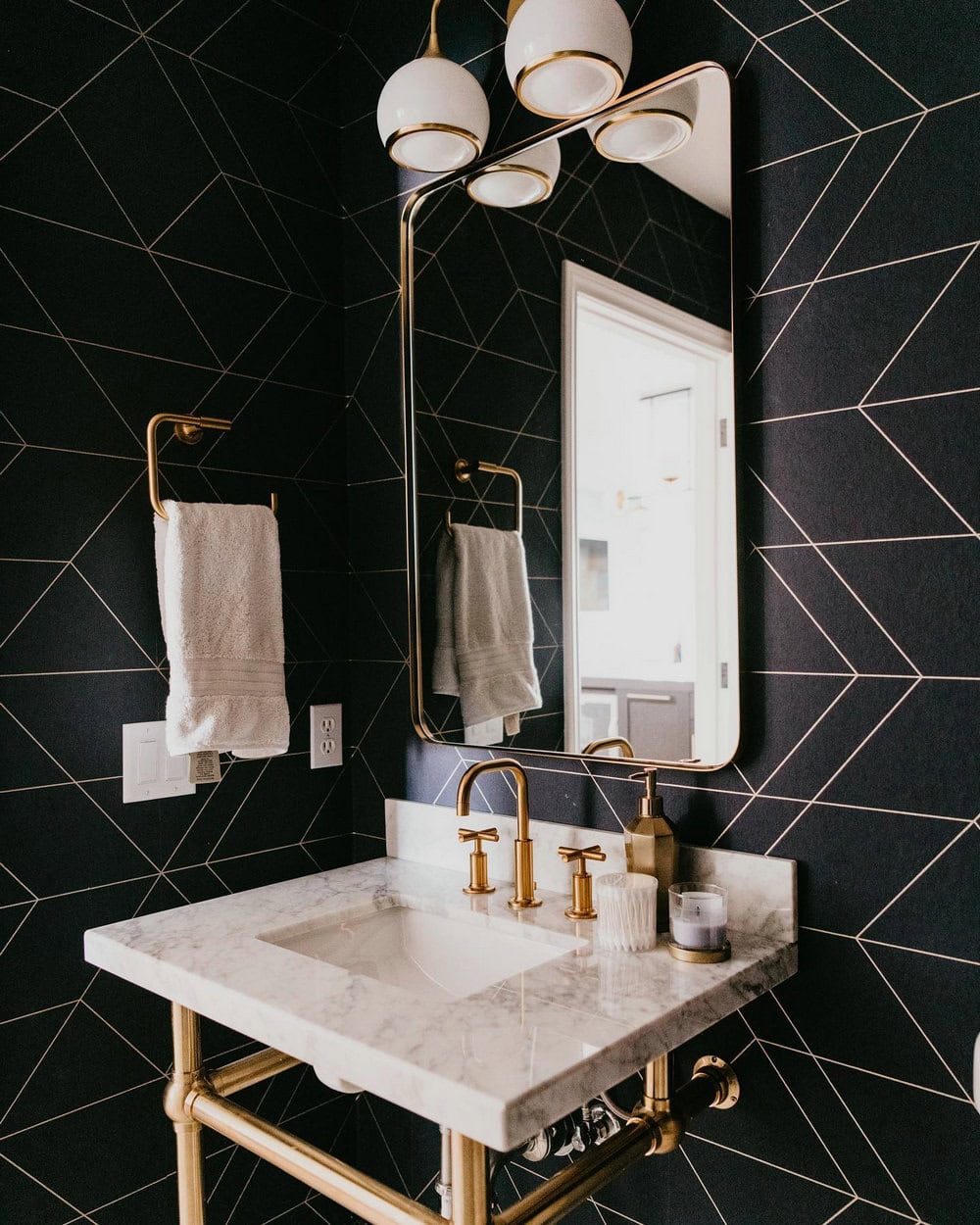 dark moody powder room