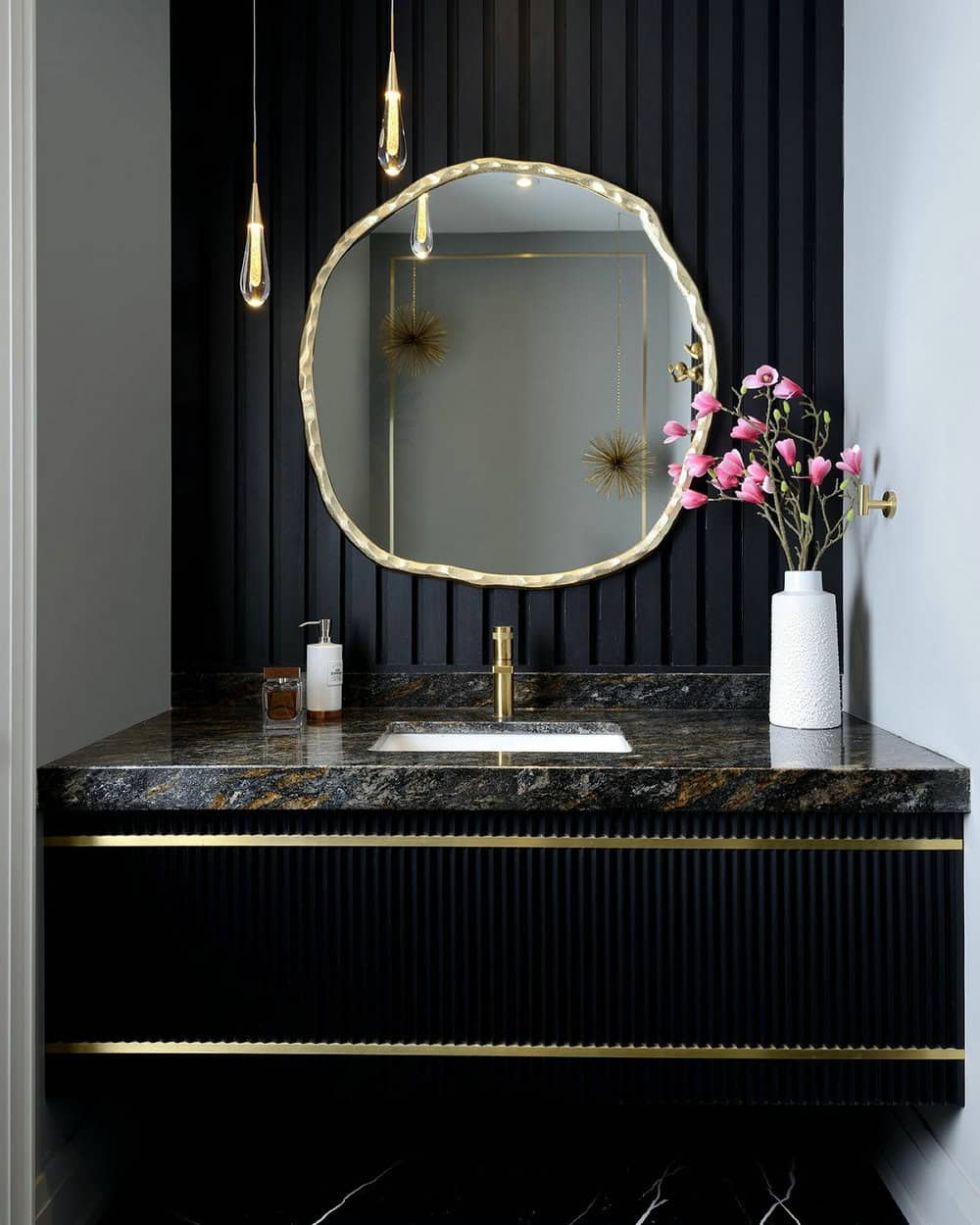 dark powder room