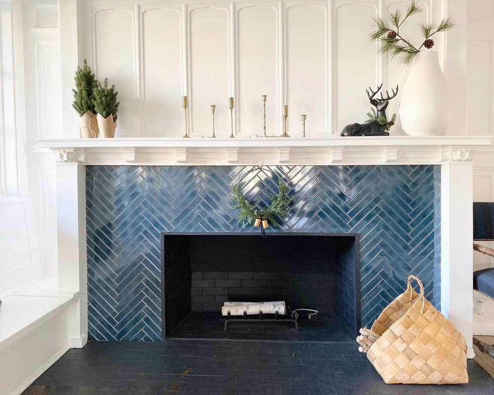 Herringbone fireplace