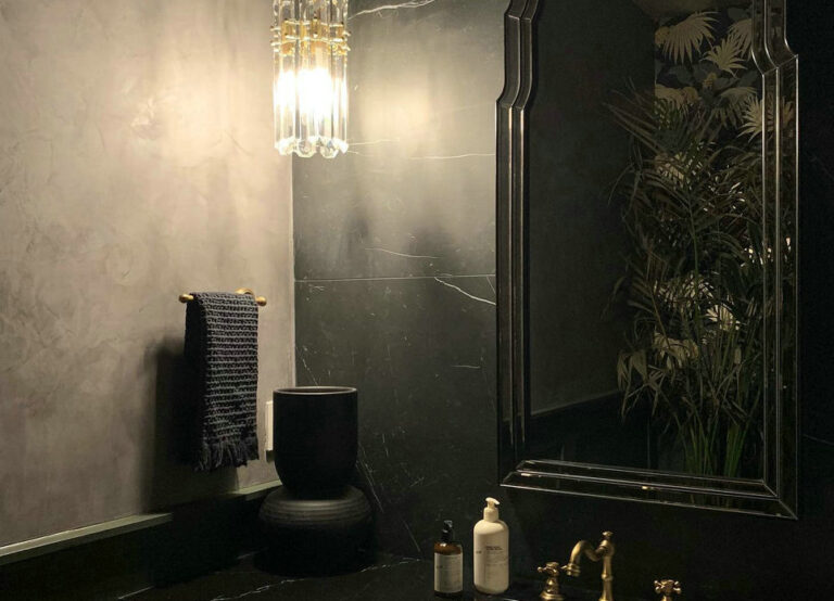 moody powder room feature