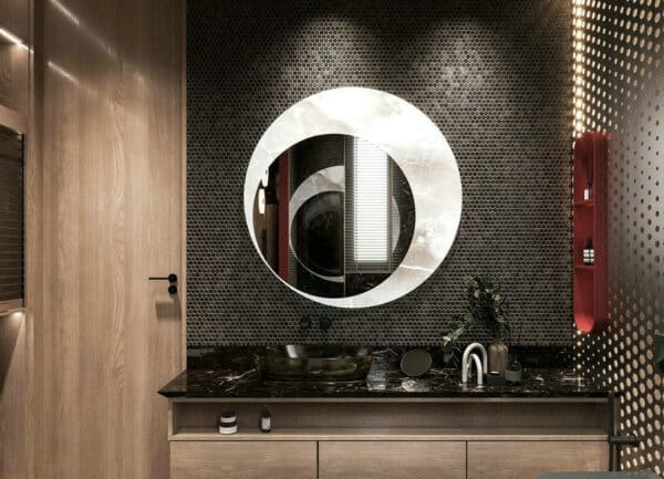 modern black marble bathroom