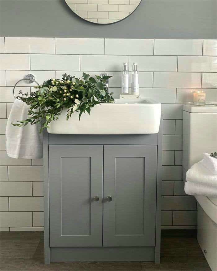 delorean gray grout white subway tile feature