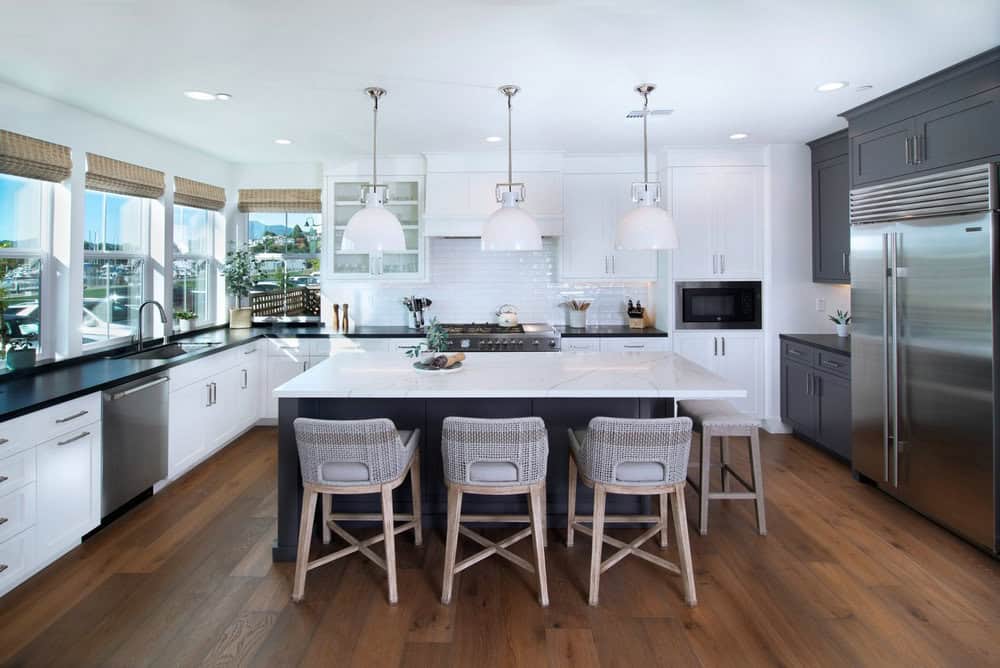 kitchen design with dark floors