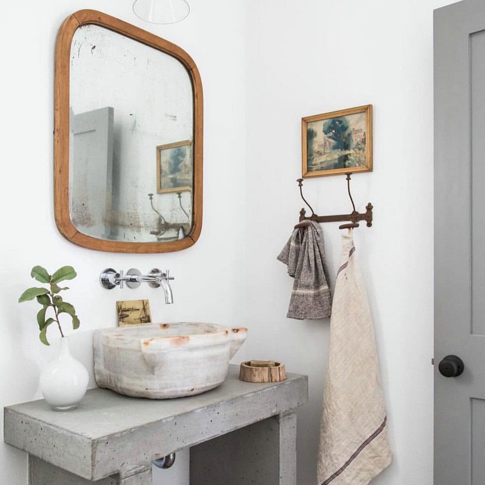 farmhouse powder room vanity