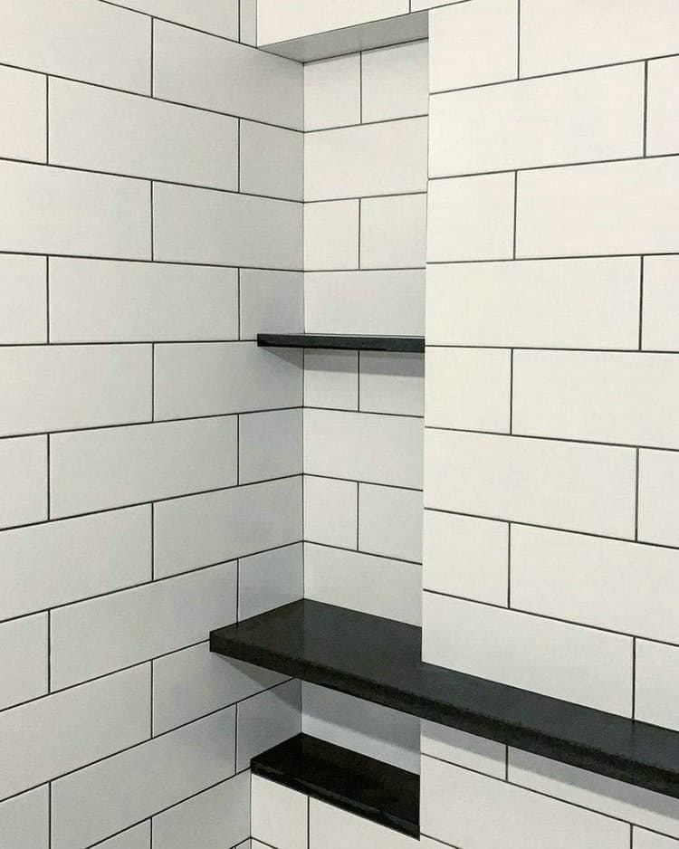 built in shower shelf ideas feature