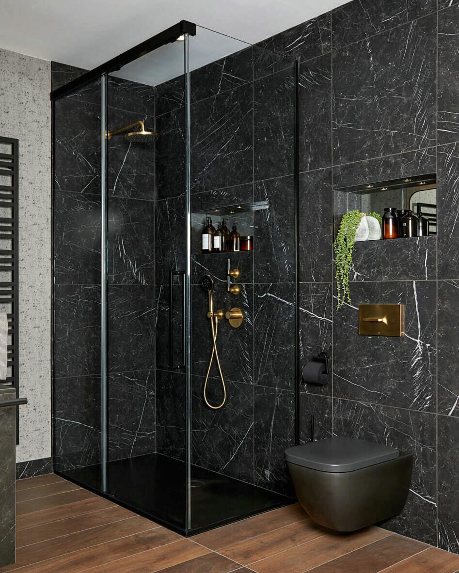 black marble floor bathroom